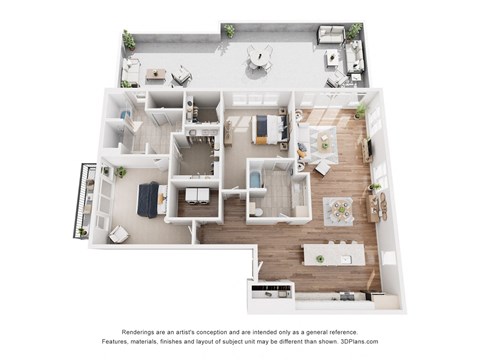 Floor plan for 2 beds, 2 baths, 2150 sqft